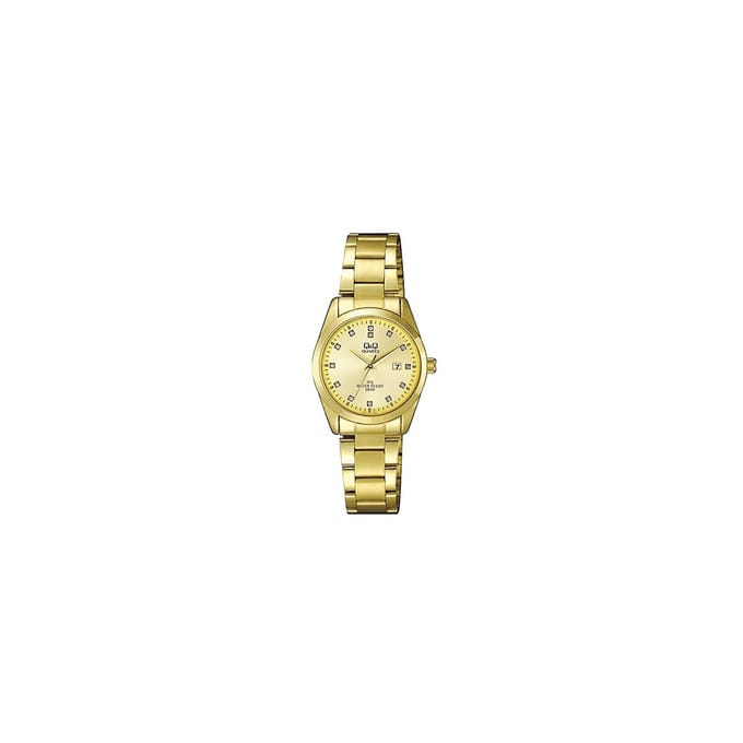 Q&Q horloge met goudkleurige stalen band
