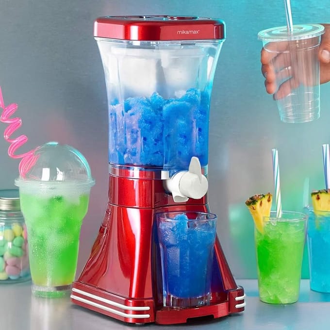 MikaMax Retro Slushie Machine - 1L IJsdrank Maker met Retro Design - Simpele IJs en Zout methode
