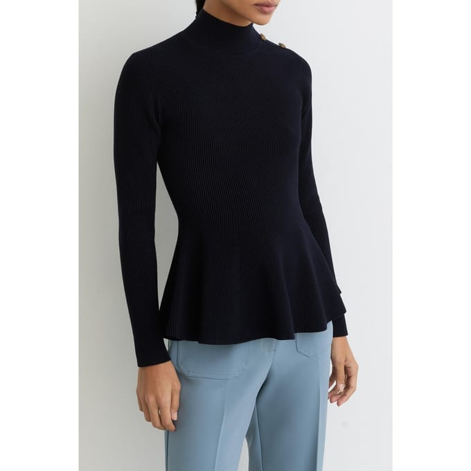 Reiss Peplum Knit Navy Taglia: XS | Maglioni a maglia Outlet | Donna | Blu