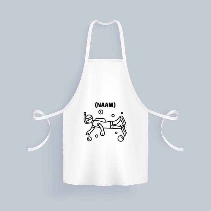 Akyol - duiken met eigen naam Keukenschort - Zwemmen - duiker - sport - 82 bij 71 cm