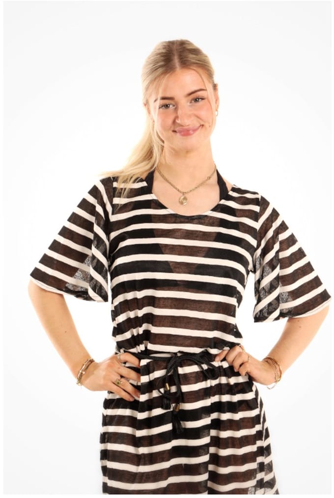 Donne del Sole - Strandtuniek Maia - Zwart-wit - Maat XL
