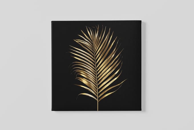Vierkant Canvas Schilderij - Bladeren - God - Zwart - 60x60x2 cm
