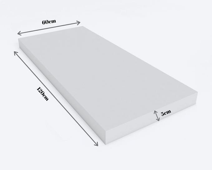 Koudschuim Schuimrubber - Polyurethaan Matras - Doe-het-zelf Projecten - Duurzaam Materiaal - 120x60x5 cm - Wit