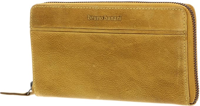 bruno banani Leren Portemonnee Frankfurt Zip Around Wallet Yellow Geel
