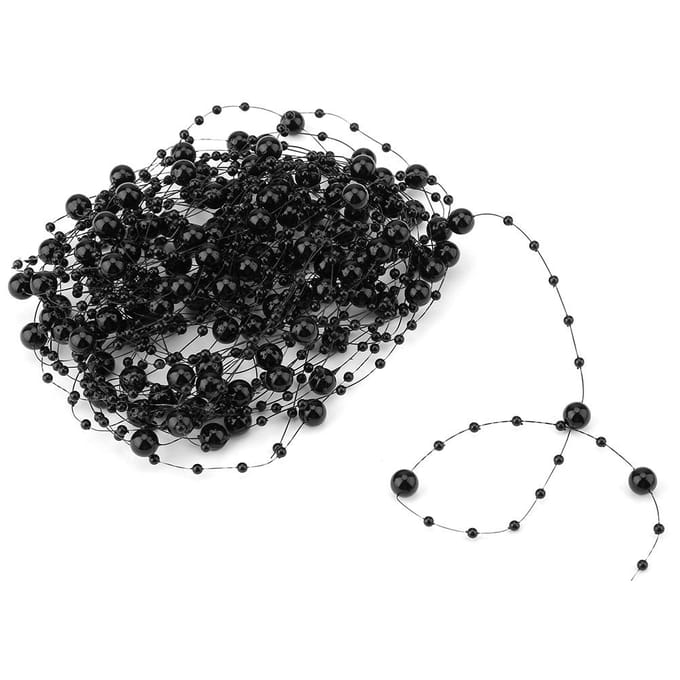 Fil de Pêche 10M Perles Artificielles Chaîne de Perles DIY Décoration Fête de Mariage Black noir
