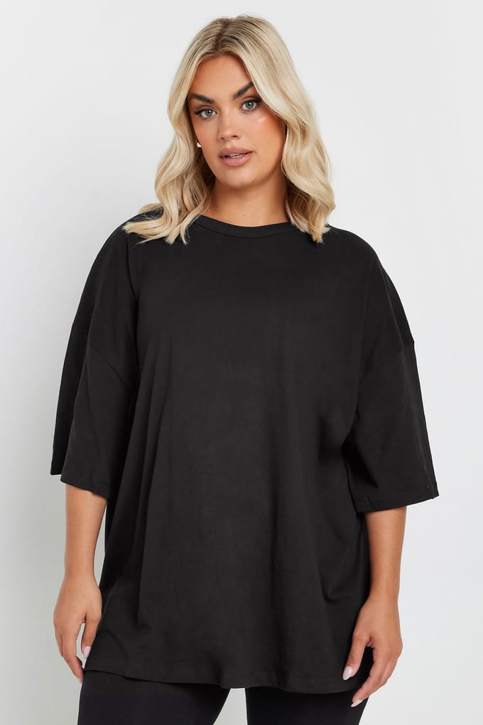 Yours Oversized Tshirt Van Katoen In Zwart Size 48