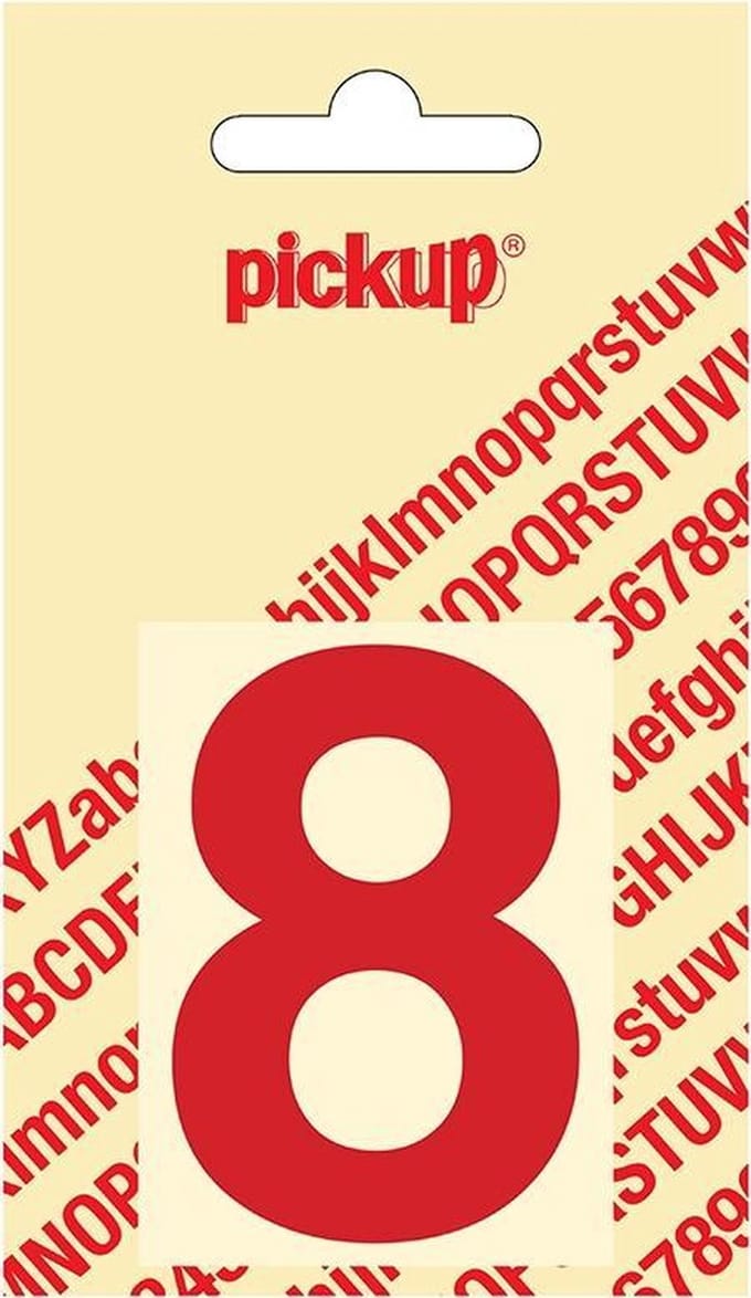 Pickup plakcijfer Helvetica 60 mm - rood 8