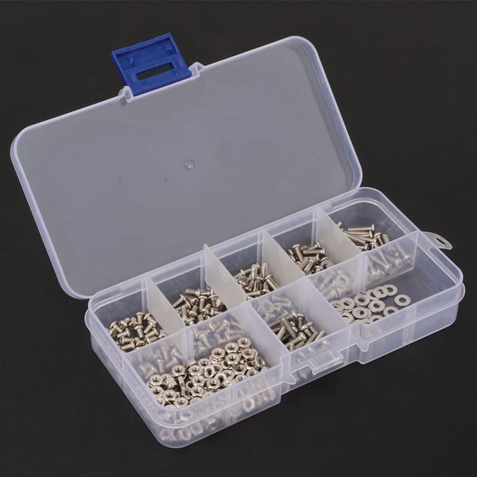 360 stuks M2.5 Kruiskop RVS Schroef Bout Moer Ring Assortimentsset
