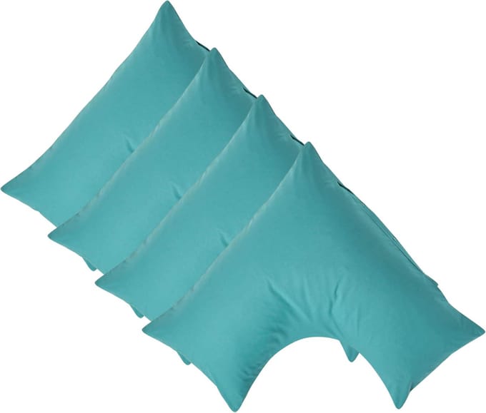 Homescapes Percale Katoen V-Kussensloop Set van 4 - Petrol - 100% Egyptisch Katoen - 200TC - 38 x 76 cm