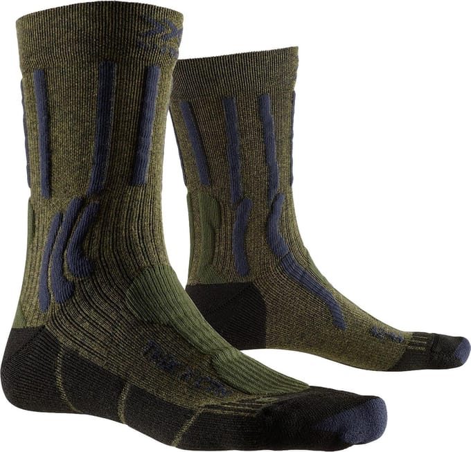 X-Socks Trek X Cotton Mens Socks - Blue/Green - 45-47
