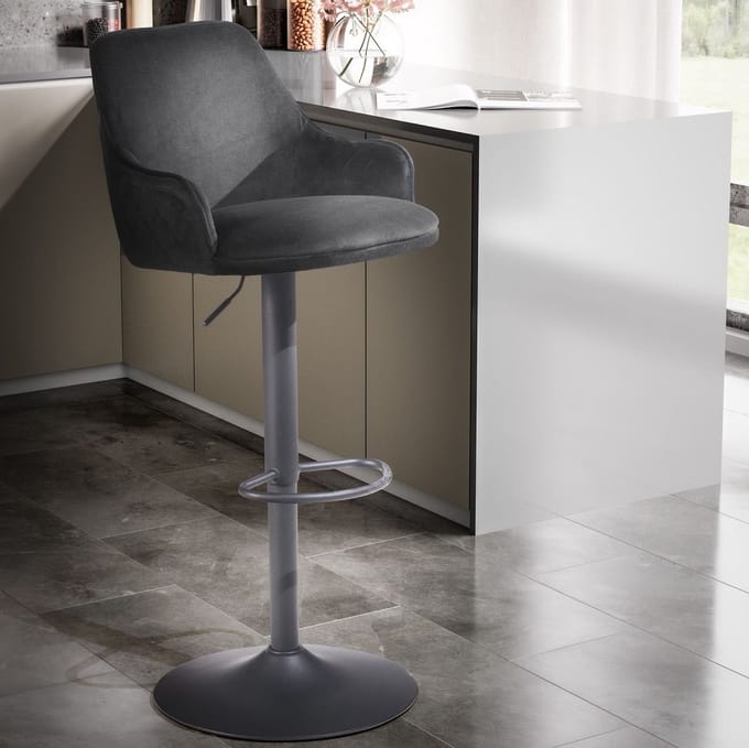 Barkruk zwart fluweel 106 cm verstelbaar - WL7.007