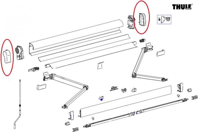 Thule Eindkap Mainhousing LH+RH 4900 Geanodiseerd