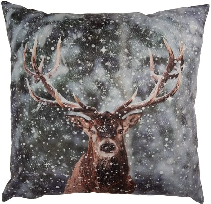 Clayre & Eef Kussenhoes 45x45 cm Grijs Polyester Hert