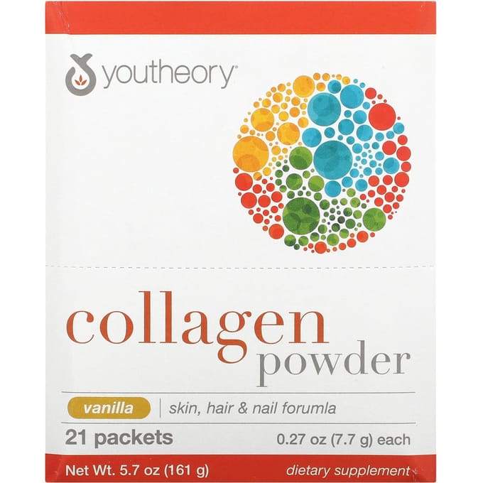 Youtheory, Poudre de collagène, Vanille, 21 sachets, 0,27 oz (7,7 g) Chaque