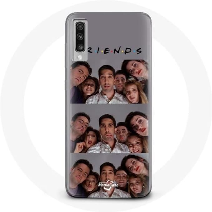 Hoesje - Samsung - Galaxy A70 - Flexibel - Grijs - Friends Selfie