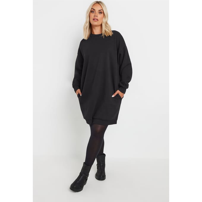 Yours Zwarte Sweatshirtjurk Size 48