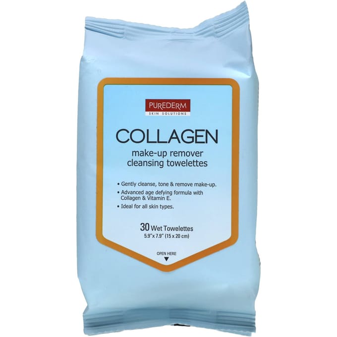 Lingettes Démaquillantes Nettoyantes, Collagène, Lingettes Humides 30 Lingettes white