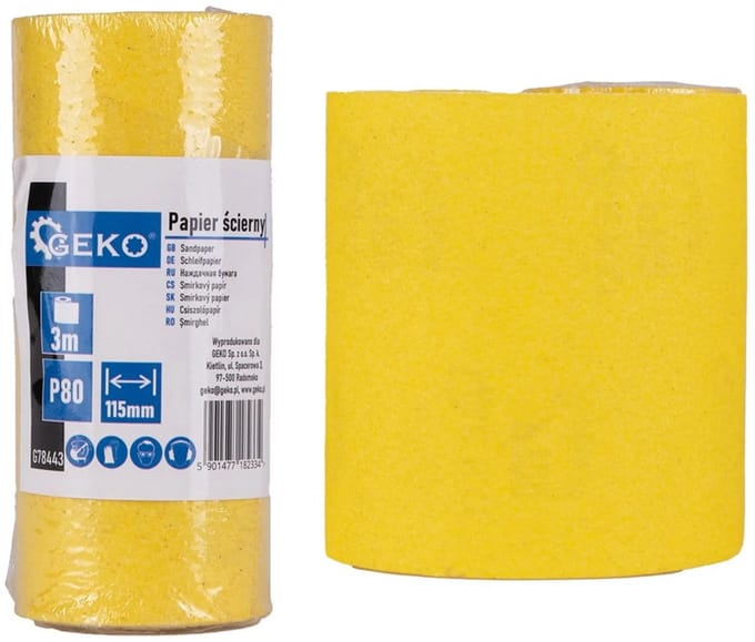 GEKO Schuurpapier op rol - 115 mm x 3 m - P80 korrel - 1 stuk
