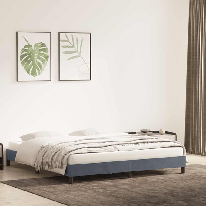 vidaXL - Bedframe - zonder - matras - 180x210 - cm - fluweel - donkergrijs