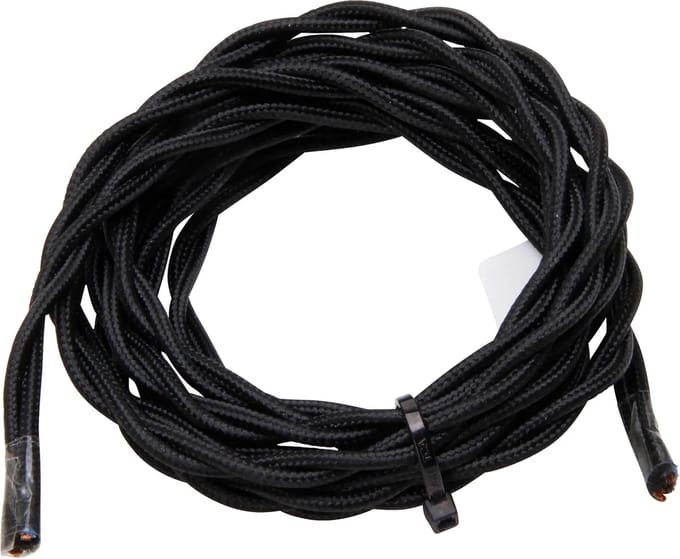 Kopp gevlochten textielsnoer - 2 x 0.75 mm² - 2 meter - Zwart
