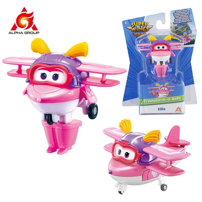 Super Wings Mini Dizzy Robot Transformable en Avion en 3 Étapes Figurine d'Action Déformable de 2 Pouces 2 Modes Transformables Jouet pour Enfant