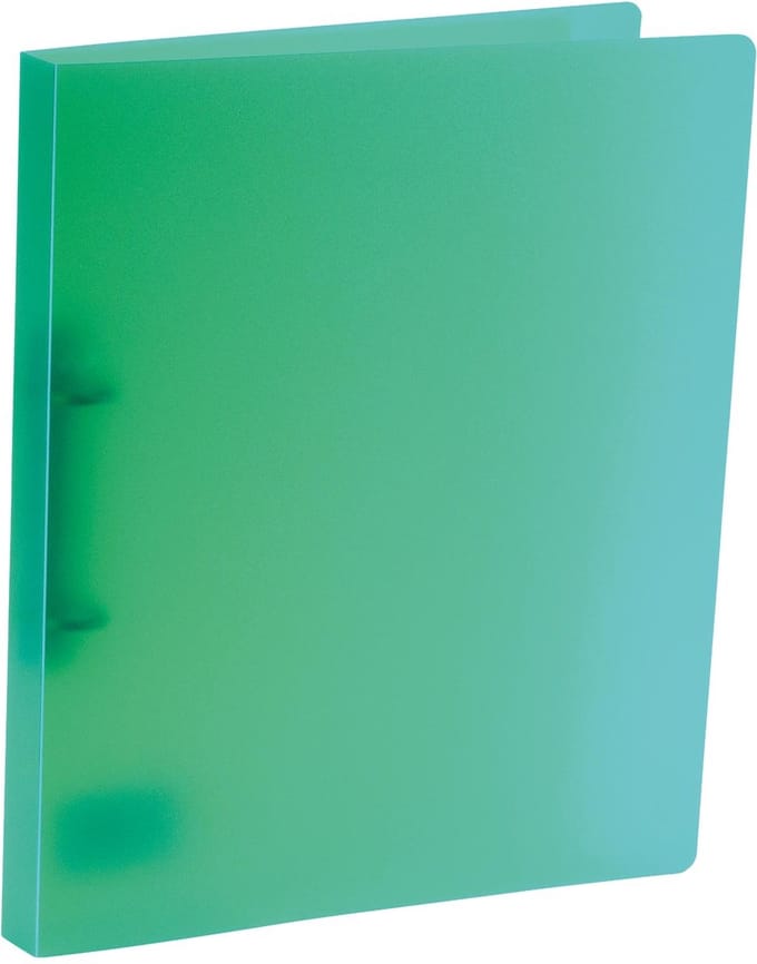 Bronyl ringmap, voor ft A4, uit PP, 2 D-ringen van 15 mm, transparant groen