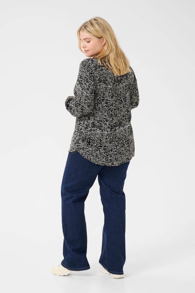 Blouse met lange mouwen Regular fit Black/Turtledove Graphic Dot black white