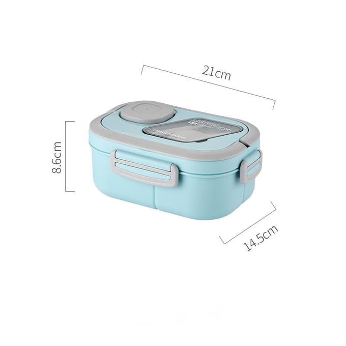 1200 ml Lunchbox Draagbaar Kantoor Magnetron Bento Box met Handvat Student Compartiment Lunchbox met Vork en Lepel white