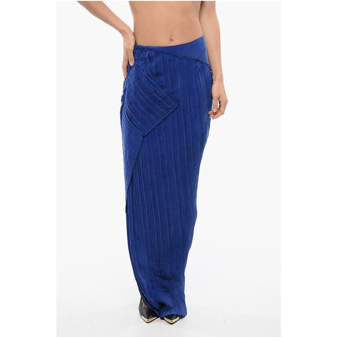 Asymmetrische rok met gedrapeerd design in blauw
