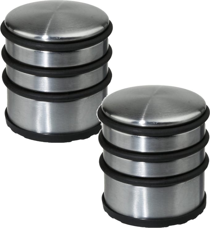 2x Stuks ronde deurstopper 7 x 7,5 cm van metaal - Deurstop