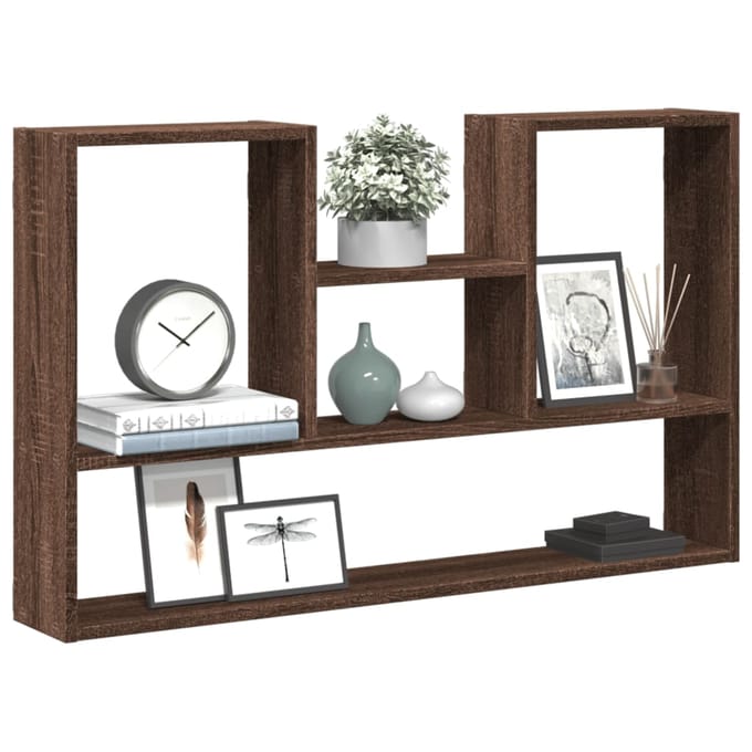 vidaXL - Wandschap - 99x15x60 - cm - bewerkt - hout - bruin - eikenkleurig