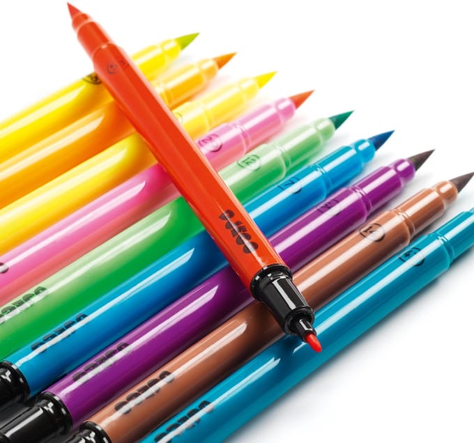 Djeco kleuren 10 felt tip brush pens - pop