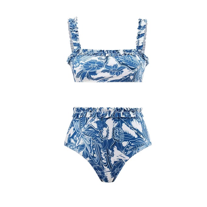 Bijgewerkte Sexy Bikini Gesplitst Drie Delig Dames Badpak Mesh Rok L white