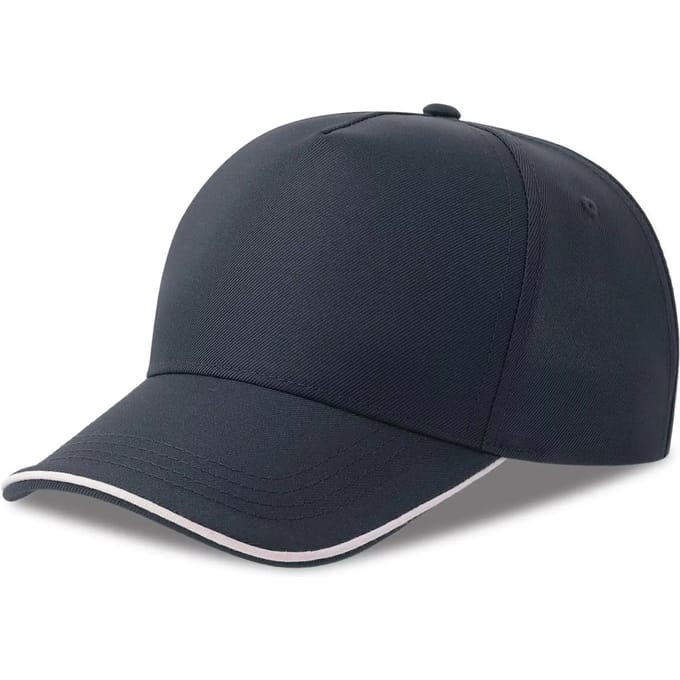 Atlantis Headwear Recy Five Piping Cap AT129 - Navy/White - One size