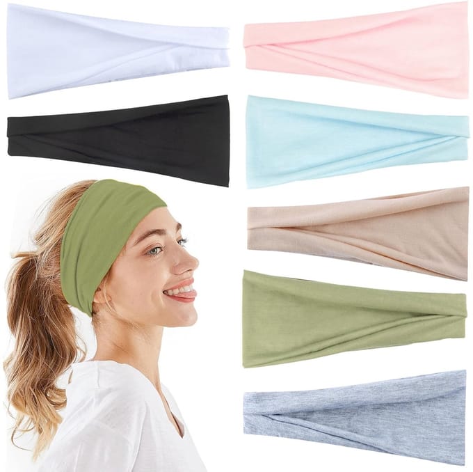 Dailygoods- Hoofdband Dames - 7 Stuks - Antislip - Elastisch - Zacht - Ademend - Katoen/Polyester 22x10 cm - Haarband