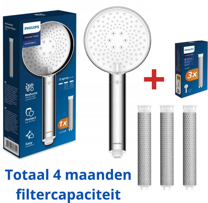 Philips ASH138 Vervangingsfilter voor ASH1516CH Douchekop - 3 Stuks