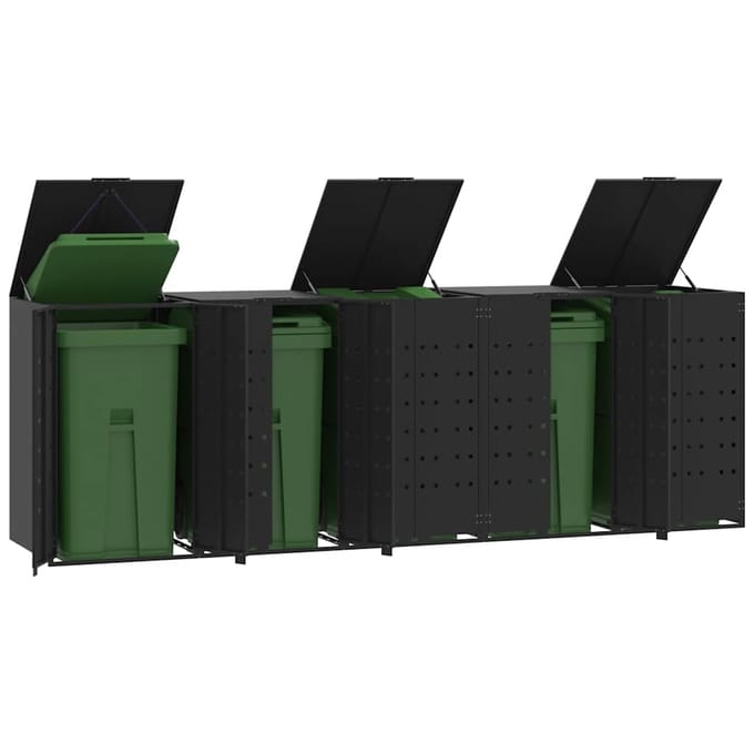 vidaXL - Containerberging - voor - 5 - containers - 345x79x117 - cm - staal - zwart