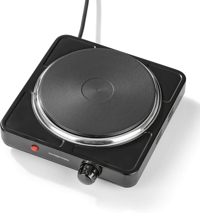Compacte Elektrische Kookplaat 1500W met Thermostaat - Ideaal voor Camping en Kantoor