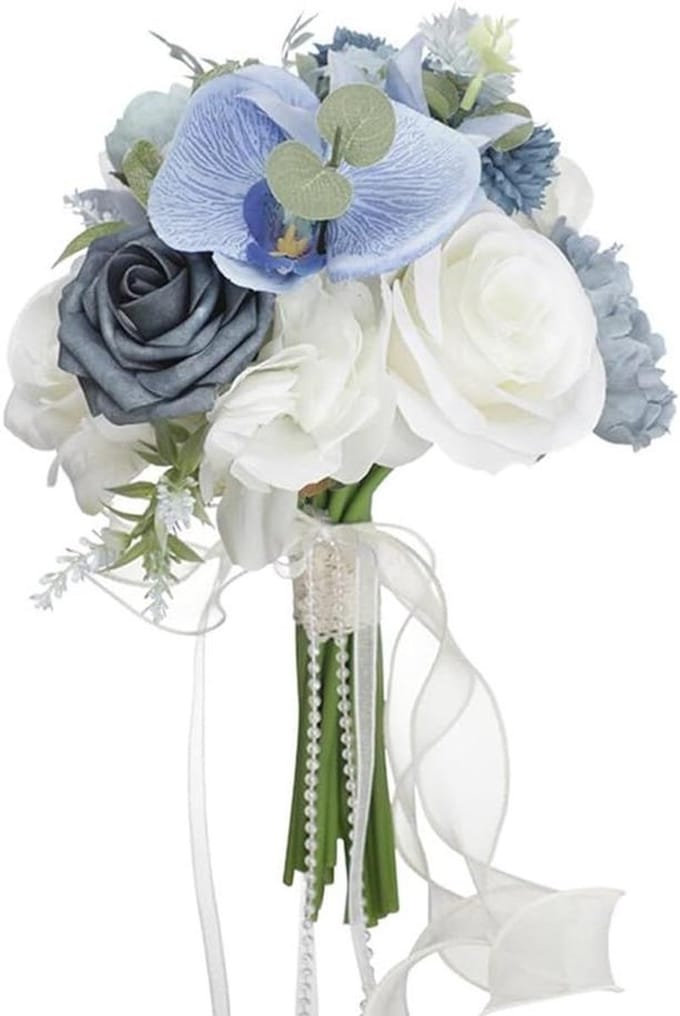 Bruiloft Boeket - Kunstbloemen Bruid - Bruiloft Decoratie - Herbruikbaar Ontwerp - Niet Gespecificeerd - Blauw Wit