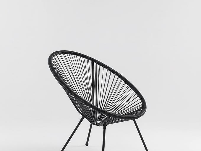 Vente-unique Set van 2 tuinstoelen van zwart gevlochten harsdraden - ALIOS II