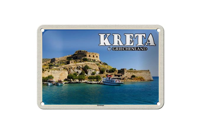 Blechschild Reise 18x12cm Kreta Griechenland Spinalonga Insel Schild