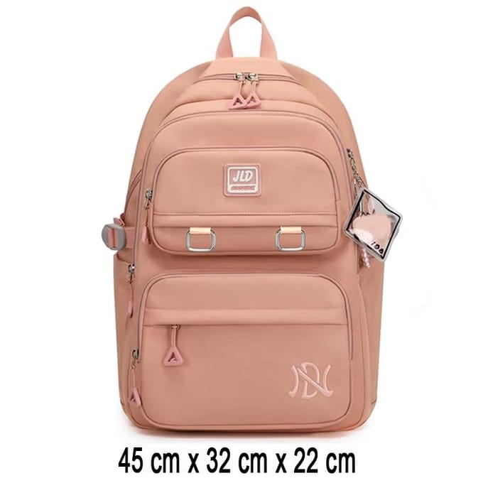 Sac à dos étudiant en nylon imperméable léger à compartiments multiples pour adolescentes pêche