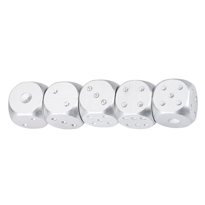 Jeu de Table en alliage d'aluminium, 5 pièces, jeu de Poker, jeu de dés avec boîte de rangement Silver square white