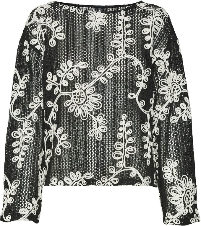 VERO MODA - VMCLARA L/S O-NECK EMB TOP WVN POP2 - Dames - Blouses
