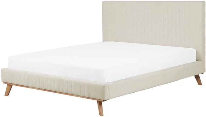 TALENCE - Tweepersoonsbed - Lichtbeige - 160 x 200 cm - Chenille