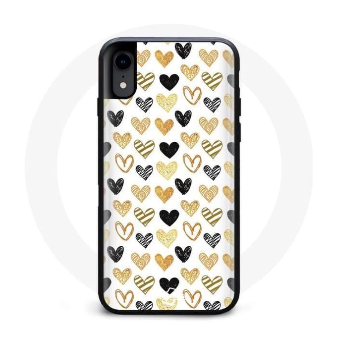 iPhone X hoesje Zwart Gouden Harten