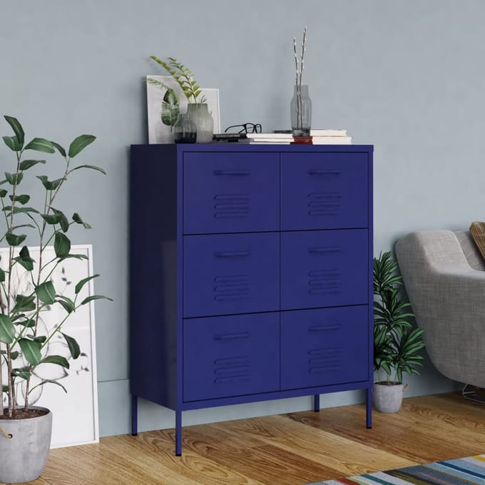 vidaXL - Ladekast - 80x35x101,5 - cm - staal - marineblauw