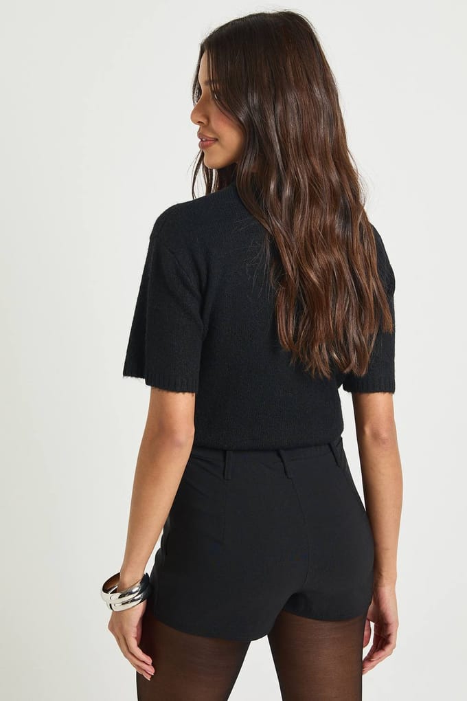 boohoo Dames Bengaline Minishort | Zwart | Maat: 40