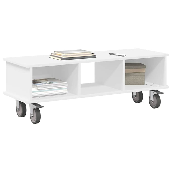 vidaXL - TV - Stand - 100 - x - 35 - x - 35 - cm - Wit - Bewerkt - hout
