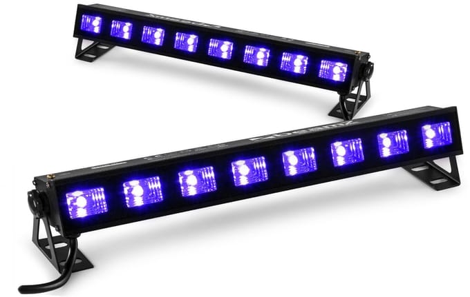 BeamZ set van 2 BUVW83 LED bars met 8 UV / warm white LED's - 30W